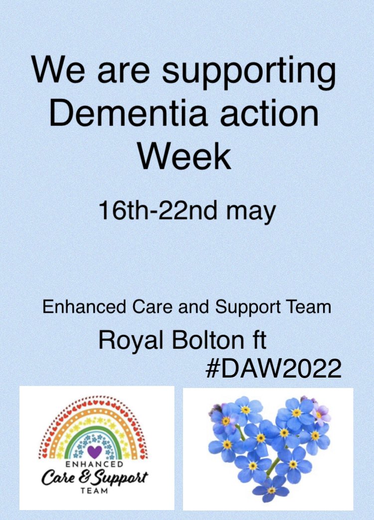 #DementiaActionWeek2022 #DAW22 <a href="/Joyredwood2/">Joy.redwood</a> <a href="/Cathypacific81/">David Neilson Lead Admiral Nurse for Bolton ft</a> <a href="/M_Kingscott/">Martina Kingscott RN MSc 💙</a> <a href="/DementiaUK/">Dementia UK</a>