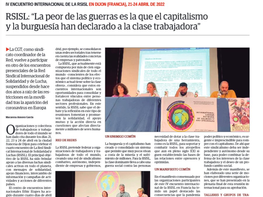 CGT's tweet photo. [Rojo y Negro]

#RSISL: “La peor de las guerras es la que el capitalismo y la burguesía han declarado a la #ClaseTrabajadora”. 

✍️ Macarena Amores, para el nº 367 de #RojoyNegro de la #CGT.

https://t.co/Af3HFW0Kaf https://t.co/DDYj097nUI