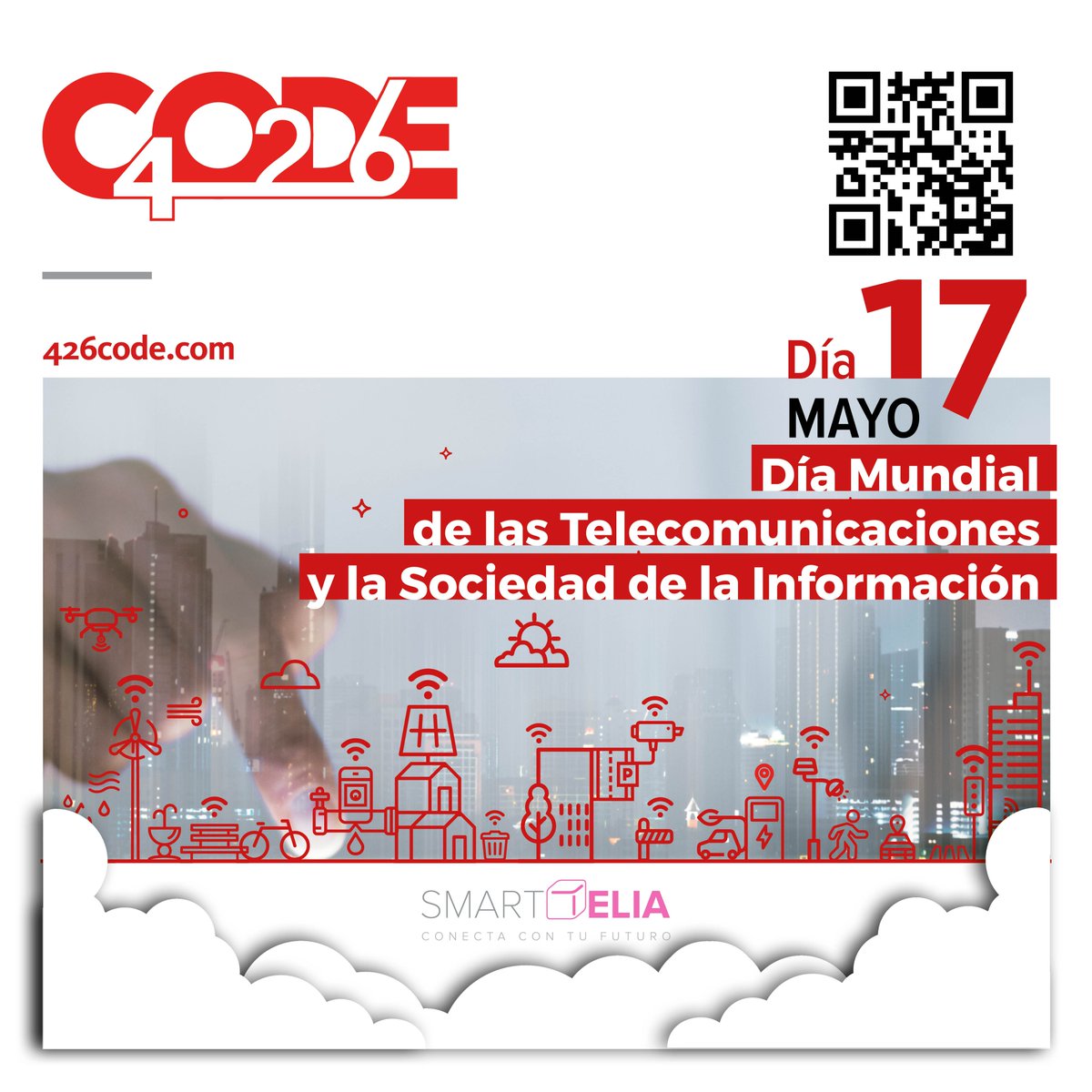 426Code's tweet photo. Día Mundial de las #telecomunicaciones. #JuntosConectamos para promover un #desarrollosostenible. La #tecnología es clave en la mejora de entornos eficientes 🌱. https://t.co/H8h5FCSxNc