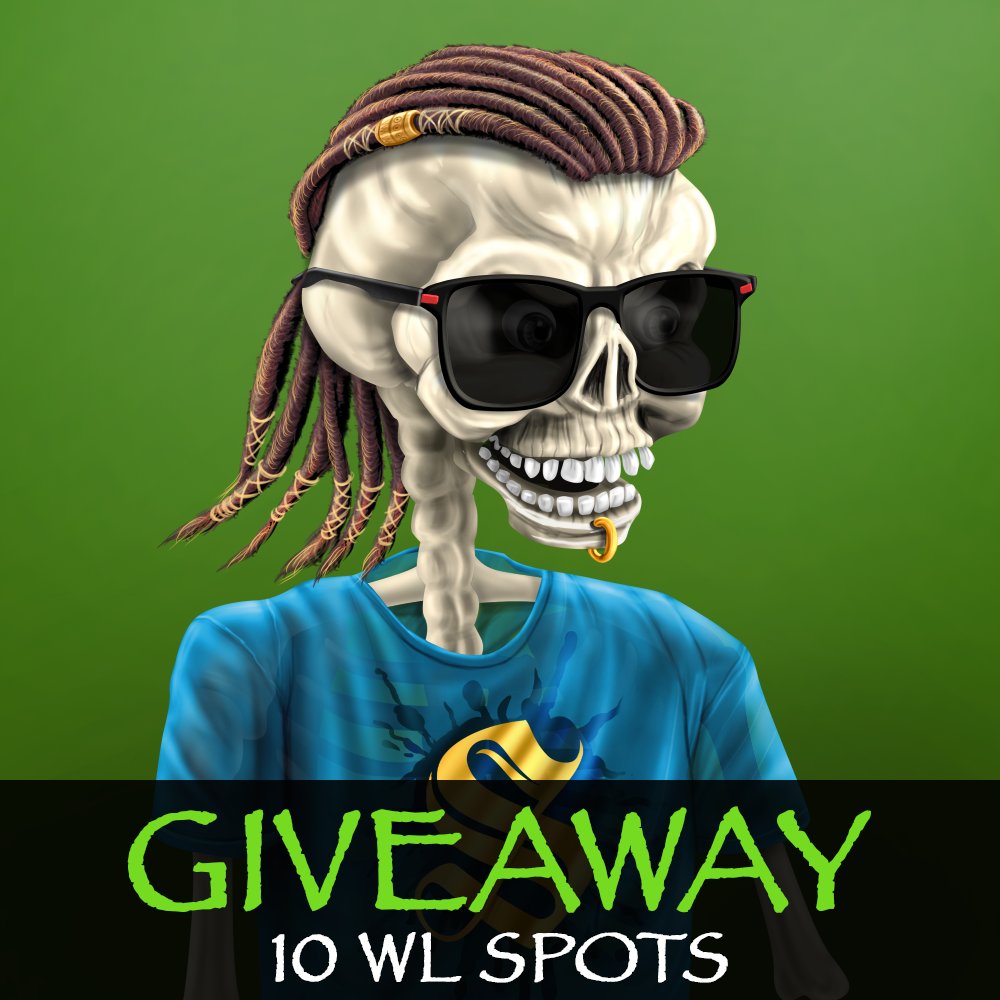 skelectables's tweet image. We are giving away:
✅ 10 Whitelist Spots

How to Enter:
1⃣ Retweet &amp;amp; Like
2⃣ Follow 
@skelectables 
3⃣ Join our discord - discord.com/invite/8b2XdD9…

#WhitelistGiveaway #Whitelist #nft #NFTGiveaway #NFTdrop #NFTs