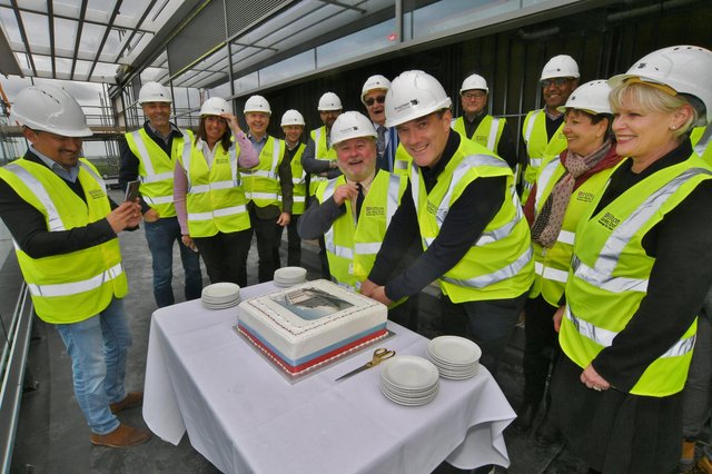 PCapitalPLC's tweet photo. The topping out ceremony at the #Hilton Garden Inn in #Peterborough was a success! 🥳 The milestone marks huge construction progress and we're very excited to open the #hotel doors in 2023! Read the full update here: https://t.co/RezncpLaT2 https://t.co/AqdSODB0b6