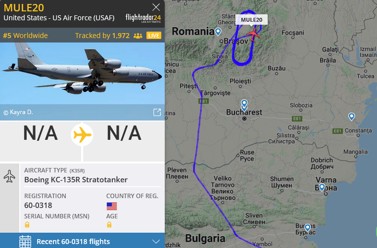 SirListenalot's tweet photo. #KC135 #AE0359 as #MULE23 on a round trip out of Incirlik, Turkey. Yesterday #AE0376 as #MULE20 did the job. https://t.co/C958MCWWE8