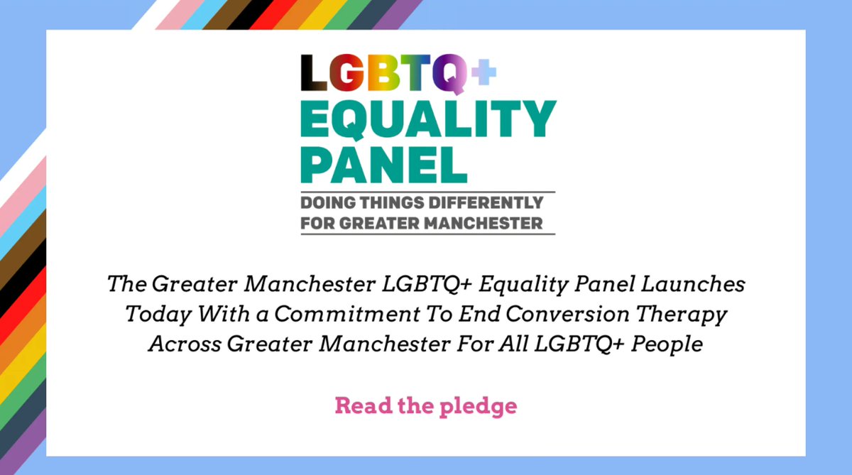 Mayor of Greater Manchester and leading organisations pledge to end conversion therapy in the city-region.

Read the pledge in full here: lgbt.foundation/news/greater-m…