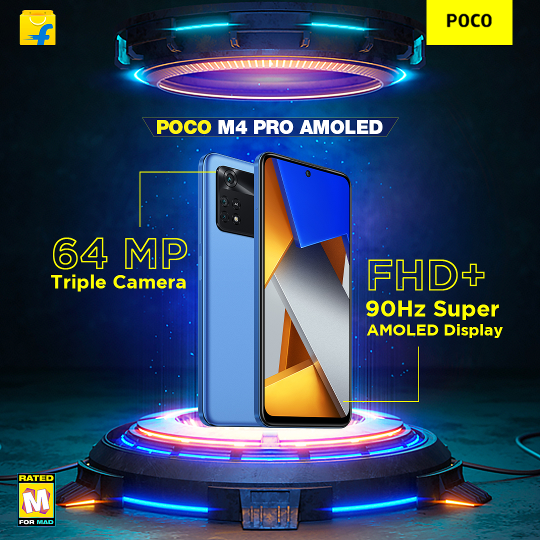 IndiaPOCO's tweet photo. When you have the 64MP Triple Camera and a FHD+ 90Hz Super AMOLED Display on the #POCOM4Pro you don’t need anything else to #StepUpUrFun . Get yours at: https://t.co/4XhL7lm4W6 https://t.co/Q223gmitgX