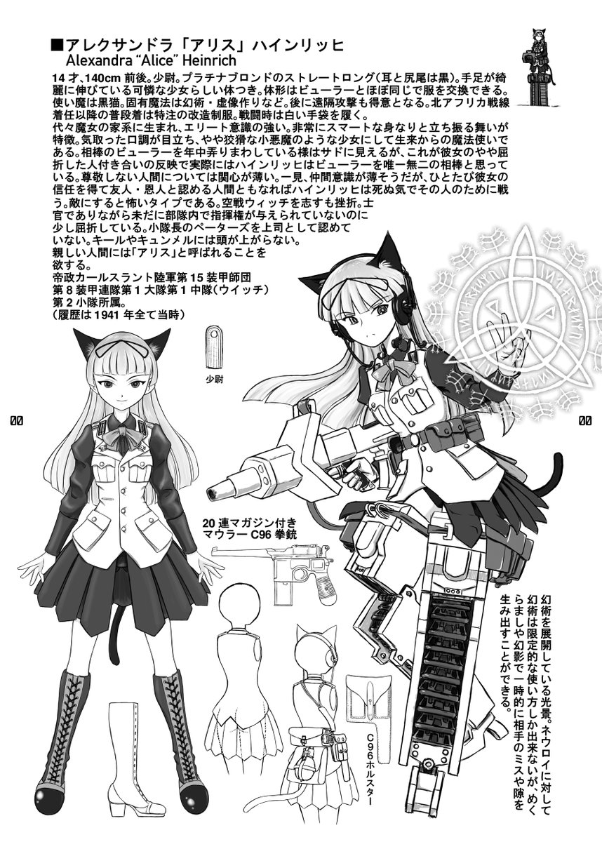 アリス・ハインリッヒ設定(2022年版)
頑張ってアップデートしました。いかがでしょうか……(オドオド
Alice Heinrich character design (2022 update version)
I tried to do my best to improve my art. Let me know what you think!
