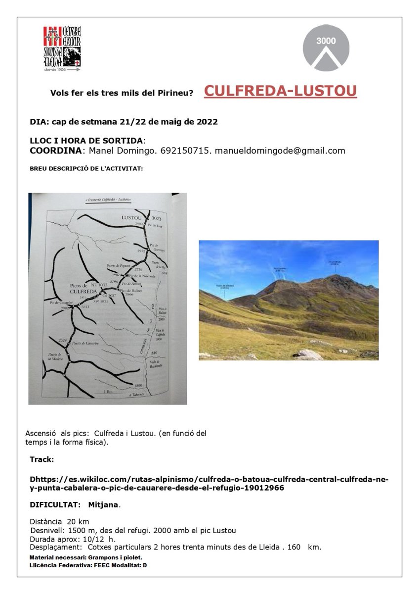 cel_lleida's tweet photo. Que faràs el cap de setmana del 21/22 de Maig 🌲🪨
CULFREDA-LUSTOU
#picosdeeuropa #excursion #culfreda #lustou #esportcat #DeporteTotal https://t.co/THglY9LsbS