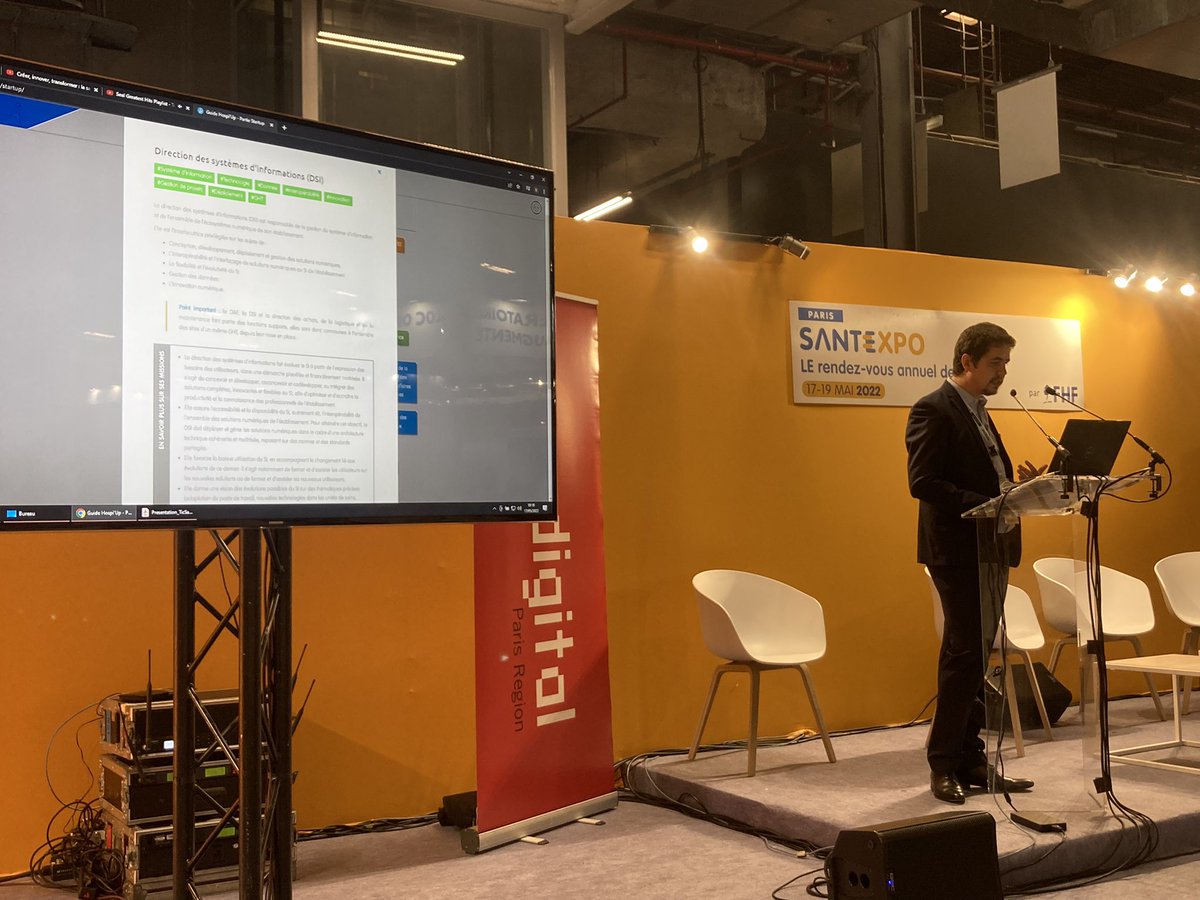 Ouverture de la 22e Plénière Tic &amp; Santé au @parissantexpo sur le thème « Les #medicaments numériques : vraies perspectives de soins pour les patients ? » avec @enguerrandh <a href="/FondsFHF/">Fonds FHF</a> et la présentation du Guide #HospiUp 
#SANTEXPO