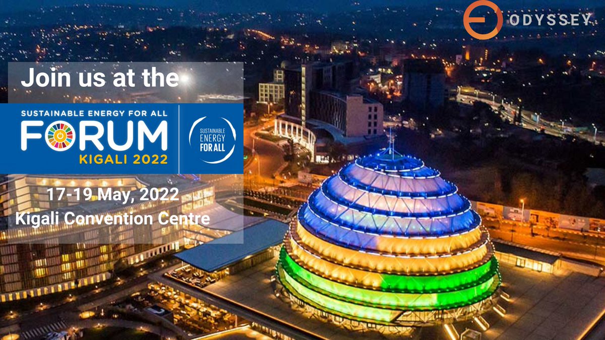 OdysseyEnergyS's tweet photo. We look forward to meeting you in Kigali at the #SEForAllForum

Join us today, 17th May, at Mezzanine at 15:15-16:00 to hear about 'Demand Aggregation for Renewable Technologies' with @AllOnEnergy @SEforALLorg  #GEAPP 

Meet us at the event: https://t.co/Xx6grtBgQV 

#SEForAll https://t.co/2b8vUpPBKX
