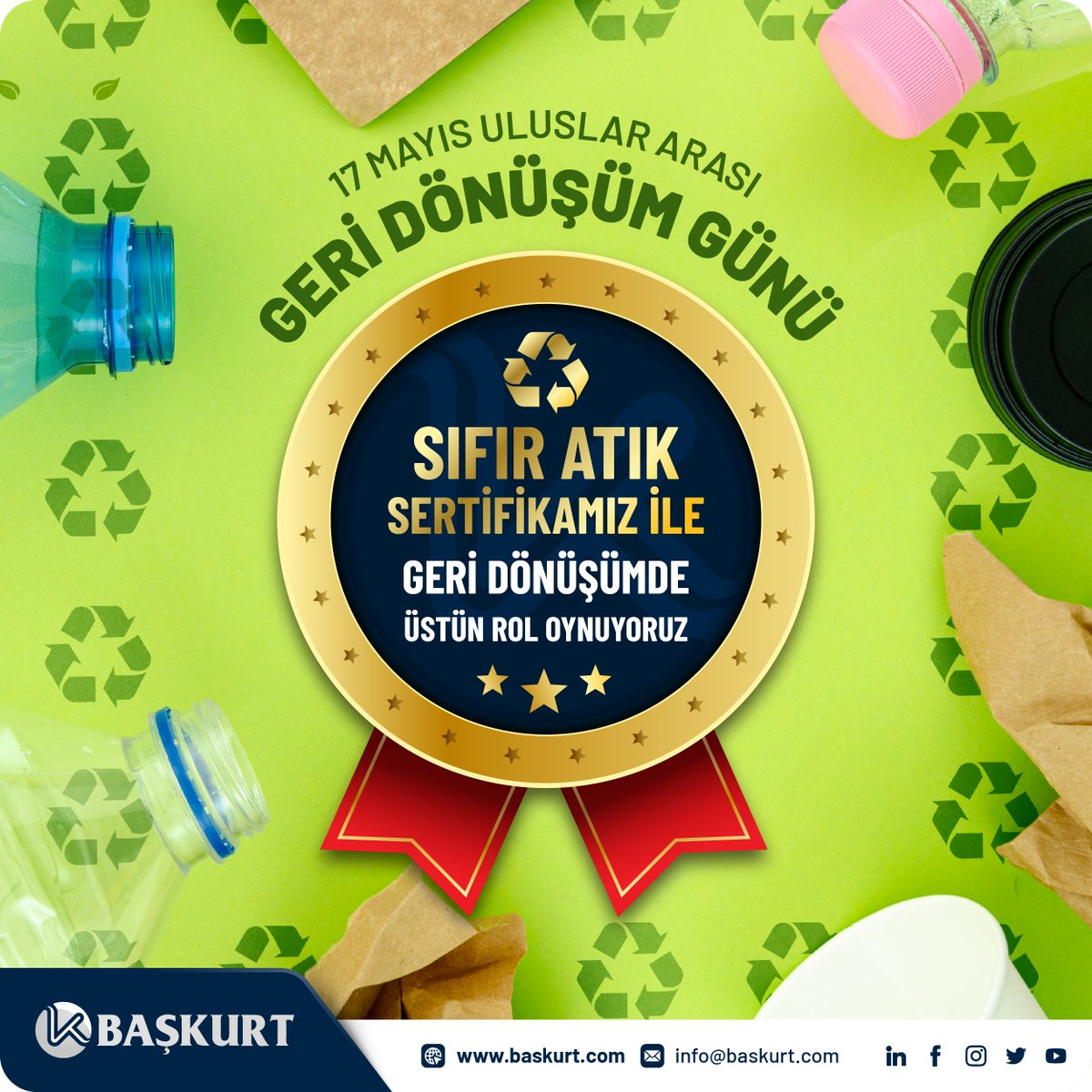 17 Mayıs Uluslar Arası Geri Dönüşüm Günü
Sıfır Atık Sertifikamız ile Geri Dönüşümde Üstün Rol Oynuyoruz...

#geridönüşüm #geridönüşümprojeleri ##geridönüşümgünü #sıfıratık #sıfıratıkprojesi #recycle #recycling #otomotiv #automotive #hvac #blower #dcmotor