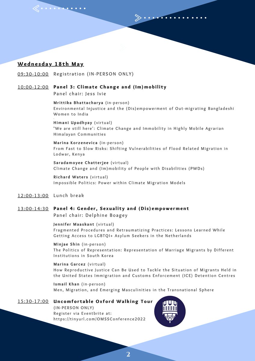 OxfordMSS's tweet photo. It's conference day! We can't wait to welcome you for three days of engaging conversation on power, agency and migration. Check out our programme for more details on what's to come #OxMigration2022 https://t.co/rmsh5Tvgqg