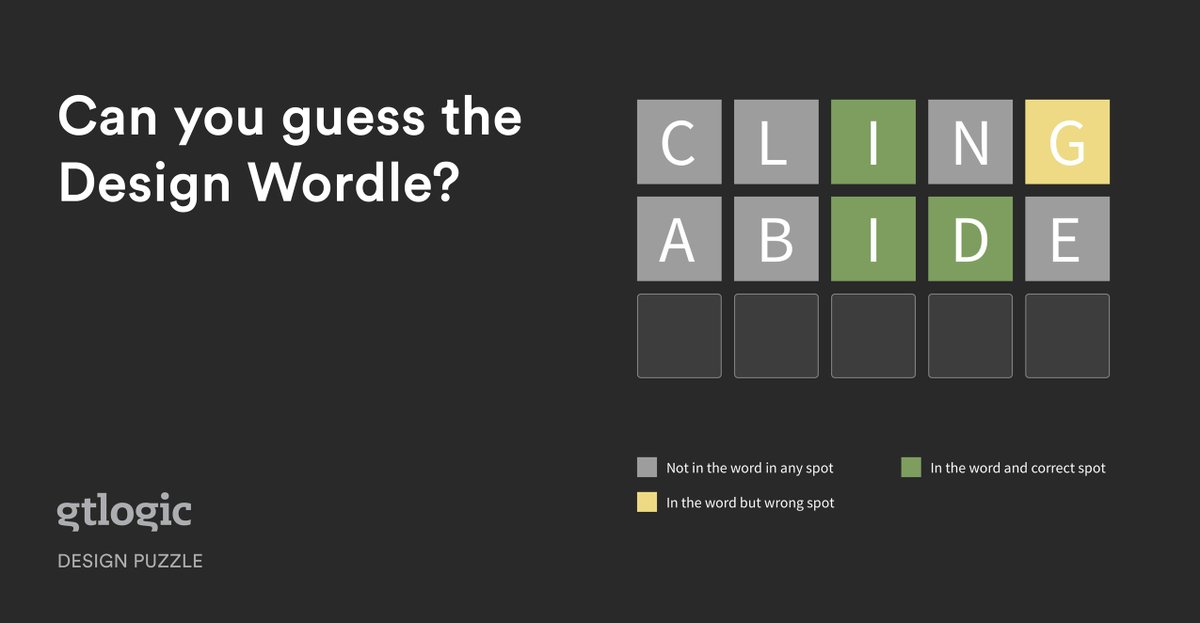 gtlogictweets's tweet image. Design puzzle time! Can you guess this Design Wordle?
#gtlogic #designpuzzle #designwordle