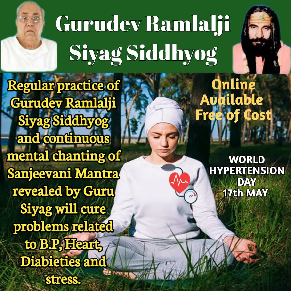 During the purification of the body in Guru Siyag Siddha Yoga, complete freedom from all kinds of physical and mental diseases including incurable diseases is attained!#WorldHypertensionDay17may <a href="/PCRM/">Physicians Committee</a>