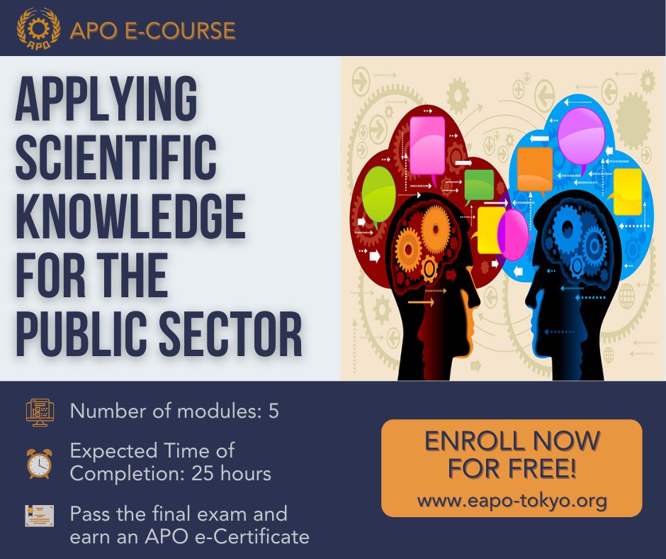 apogranteesphil's tweet photo. Join this #APO e-Course on Applying Scientific Knowledge for the Public Sector for free!
Know more about the course at this link: https://t.co/5zH7wYnWEc
#APOeCourse #APOProject #Productivity #PublicSector https://t.co/D8bFFJrwAN