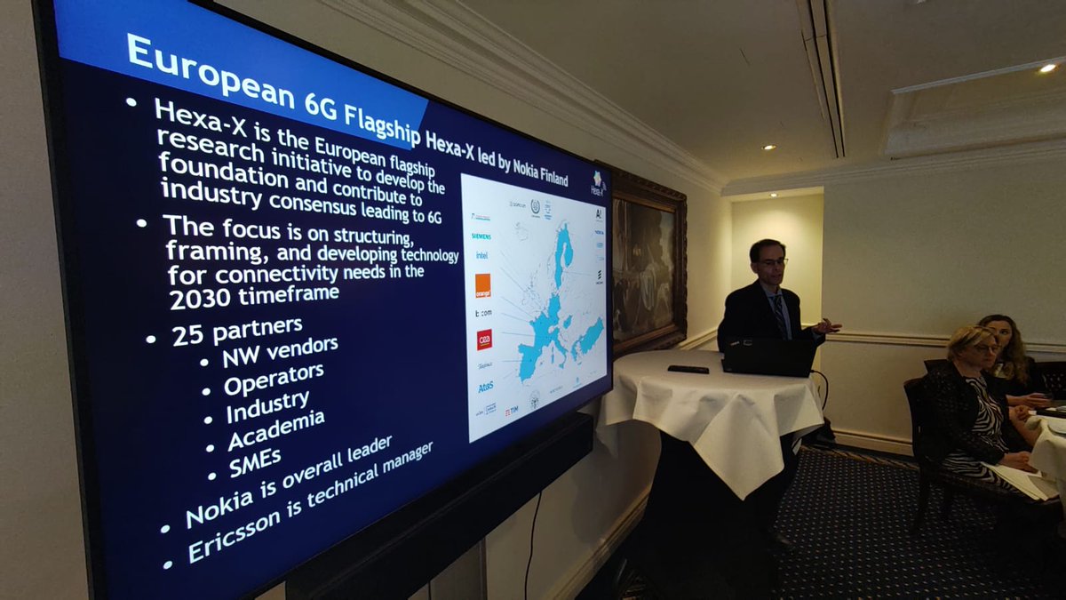 General Directors of Academy of Finland and Business Finland touring Brussels EU institutions, Showcasing Finnish Flagship and leading company ecosystems. Here PhD Mikko Uusitalo explains Nokia-led European Hexa-X 6G flagship research initiative. <a href="/SuomenAkatemia/">Suomen Akatemia | Research Council of Finland</a>  <a href="/BusinessFinland/">Business Finland</a>