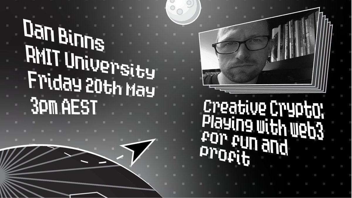 r4dyc's tweet photo. This Friday at 3pm, we have a talk from @binnsy on "Creative Crypto: Playing on the blockchain for fun and profit" Come along and maybe mint some media coins!

Sign up to the mailing list to get the Zoom link! https://t.co/8UuNfhRtDe https://t.co/7Dvy930Bzx