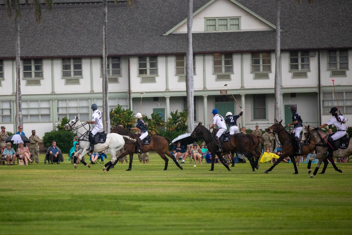 USARPAC's tweet photo. USARPAC hosted a polo demonstration May 16 in Hawaii. The demonstration is part of the #LANPAC22, a forum that highlights the role of land forces in the Indo-Pacific & their contributions to the Joint Force. #FreeandOpenIndoPacifc @USArmy @INDOPACOM @Hawaii_Polo @25thID https://t.co/cOm1o4z0Fy