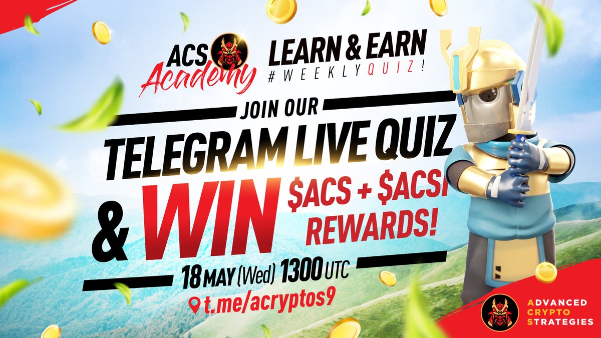 acryptosdao's tweet photo. No matter the market, ACryptoS is always here.
Take some time off and join our #ACSacademy #WeeklyQuiz!

✏️How do our vaults work + give you high APY?
✏️How do we stay #1 SAFU?
💰 Ans questions &amp; earn $ACS and $ACSI 🎉

⏰ 18 May 1300 UTC
📍 https://t.co/CsVUxoYz48

#LearnAndEarn https://t.co/z3qLzqlgih