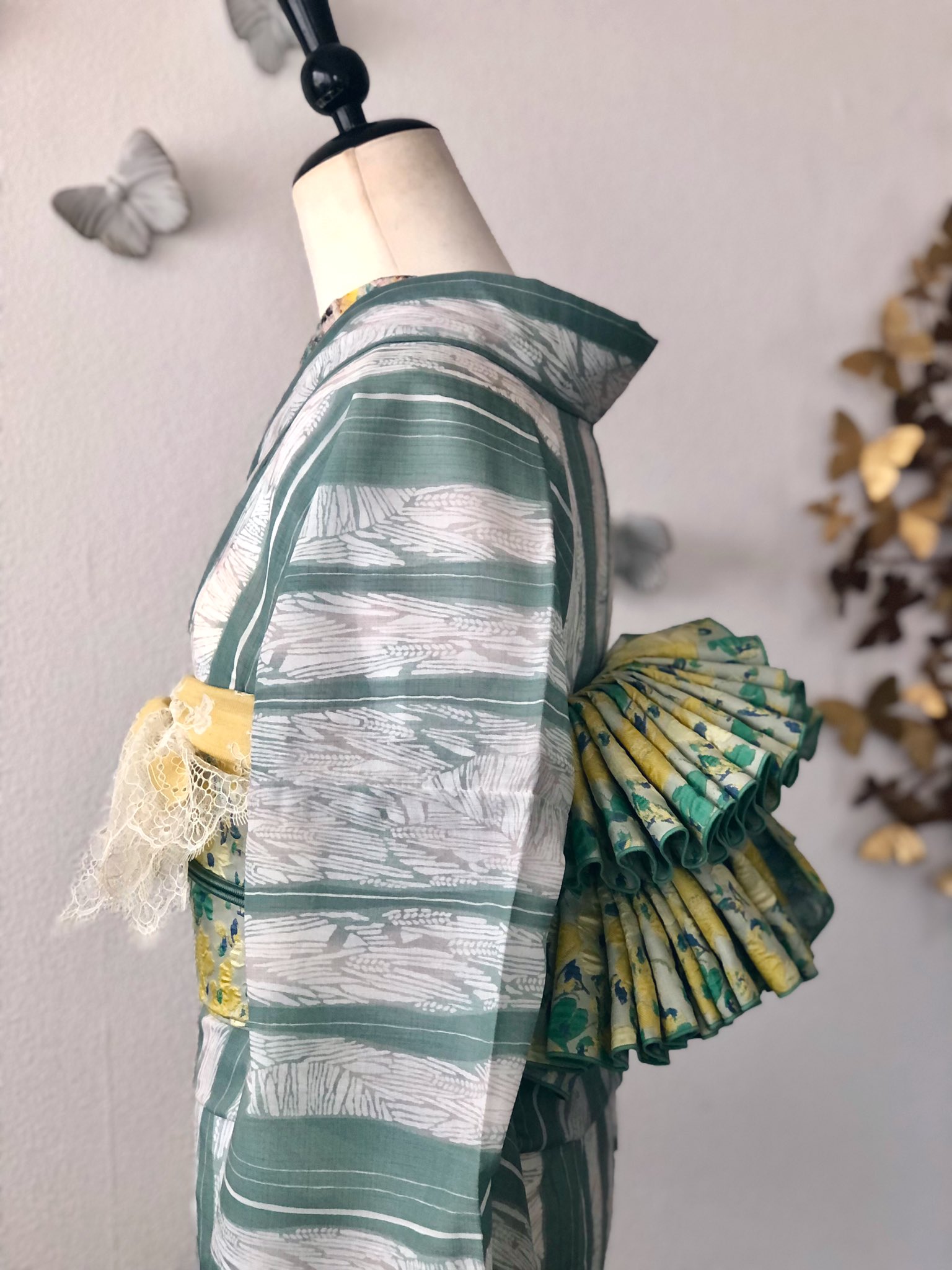 Tsubakian ミニョンパピヨン兵児帯 ライムイエロー