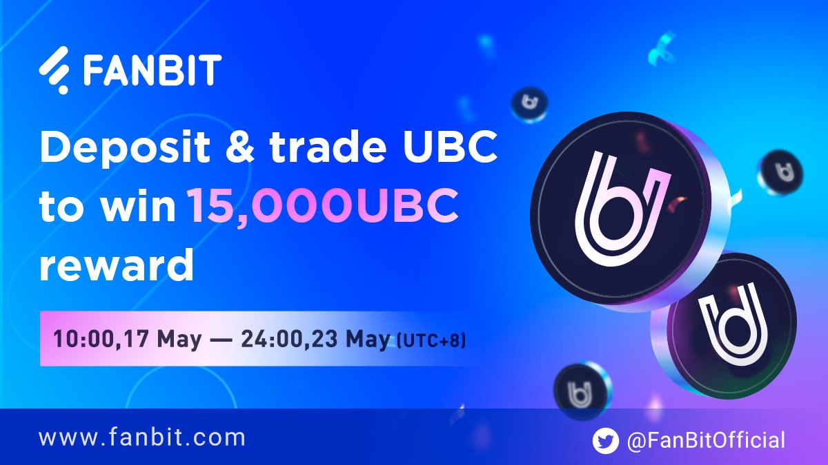 FanBitOfficial's tweet image. The “Deposit and trade UBC to win 15,000UBC reward” event has be held🥳

1⃣Deposit and share 7,000UBC
2⃣New users can claim an extra 100UBC reward
3⃣Invite friends to trade to double the reward

⏲️10:00, 17 May-24:00, 23 May(UTC+8)

Details: bit.ly/3LlptyF
#Crypto #UBC