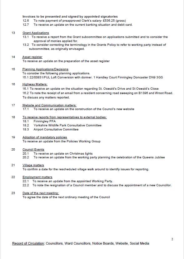 Fletcher4Mayor's tweet image. If you live in #Finningley you may be interested in the Finningley Parish Council Agenda which they have published below.