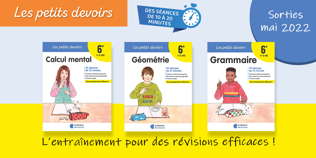 LDEcoles's tweet photo. 📢 #enlibrairie : 3 nouveaux titres de la collection Les petits devoirs niveau 6e. Des séances courtes, pour des révisions efficaces en calcul mental, géométrie et grammaire ! 
#TeamPE #college #Mathematiques #francais #soutienscolaire
👉 https://t.co/YrTigmYb9k https://t.co/5OYrD78jC2