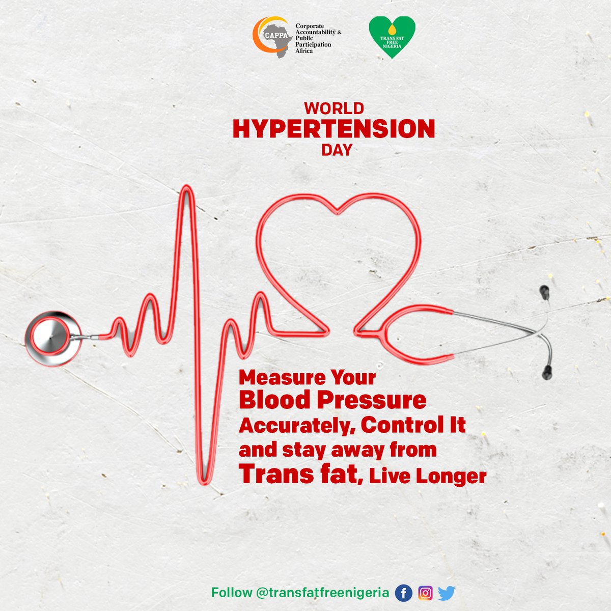 How often do you check your blood pressure? While we demand for a #TransfatFreeNigeria regulation, we must also be responsible.

#WorldHypertensionDay2022