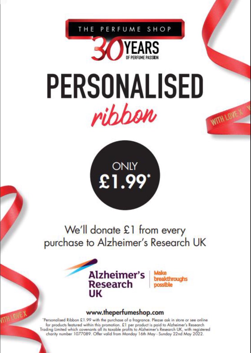 Tps Nuneaton (@nuneatontps) on Twitter photo 🧡 From Monday 16th May to Sunday 22nd of May 2022 we will donate £1 from every purchase of our personalised ribbon to <a href="/AlzResearchUK/">Alzheimer's Research UK</a> 🧡<a href="/TPSPeople/">The Perfume People</a> <a href="/mazza50/">Maria</a> <a href="/ArthurDavies4/">Arthur D</a>
#tpsdaw #theperfumeshop #alzheimersresearchuk #feelgooddogood #personalisedgifts #personalisedribbons 🧡 From Monday 16th May to Sunday 22nd of May 2022 we will donate £1 from every purchase of our personalised ribbon to <a href="/AlzResearchUK/">Alzheimer's Research UK</a> 🧡<a href="/TPSPeople/">The Perfume People</a> <a href="/mazza50/">Maria</a> <a href="/ArthurDavies4/">Arthur D</a>
#tpsdaw #theperfumeshop #alzheimersresearchuk #feelgooddogood #personalisedgifts #personalisedribbons
