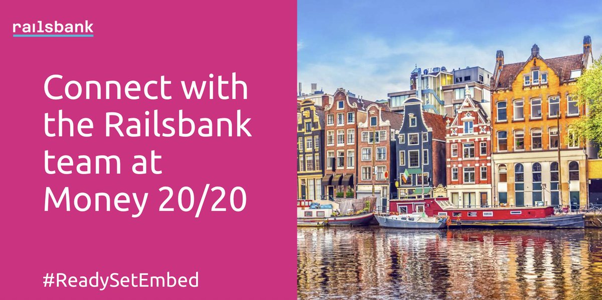 railsr_'s tweet photo. It's almost time for Money 20/20 EU. Don't forget to download your app and connect with our Railsbank team. ✨ See you at Booth B140. #Money2020 #Money2020EU #ReadySetEmbed https://t.co/CWWKR6EmaS