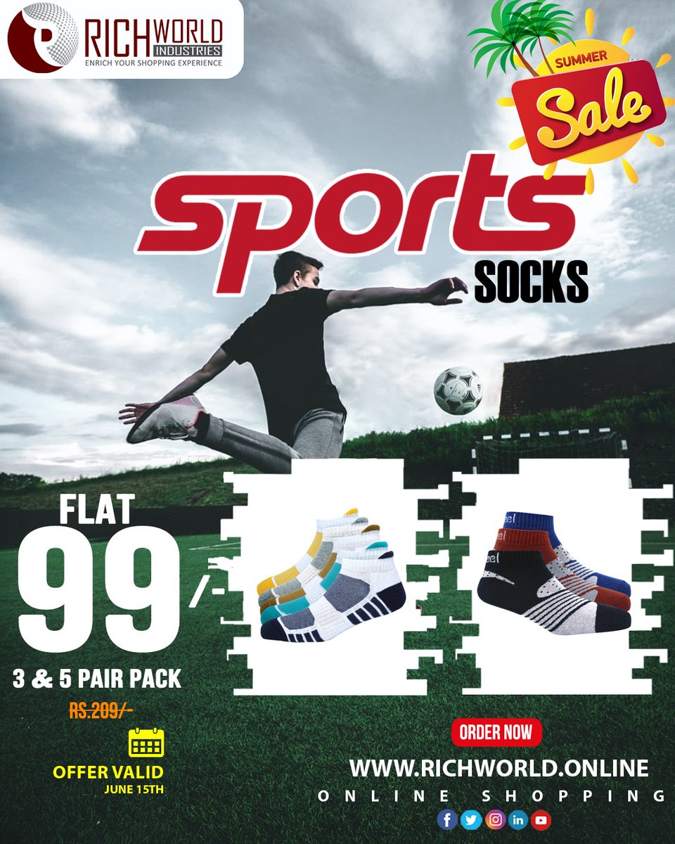 richworldshop's tweet photo. Buy wide range of sports socks for men &amp; women online in India. Choose from solid colour, striped, &amp; patterned pairs by fine brands. ✯Free Shipping ✯Cash on delivery.

#onlinesocks #sportssocks #sports #buyinlinesocks #richworld #husskinz #Genteel #TwitterExposed #KarachiBlast https://t.co/ePzuVSvlgg