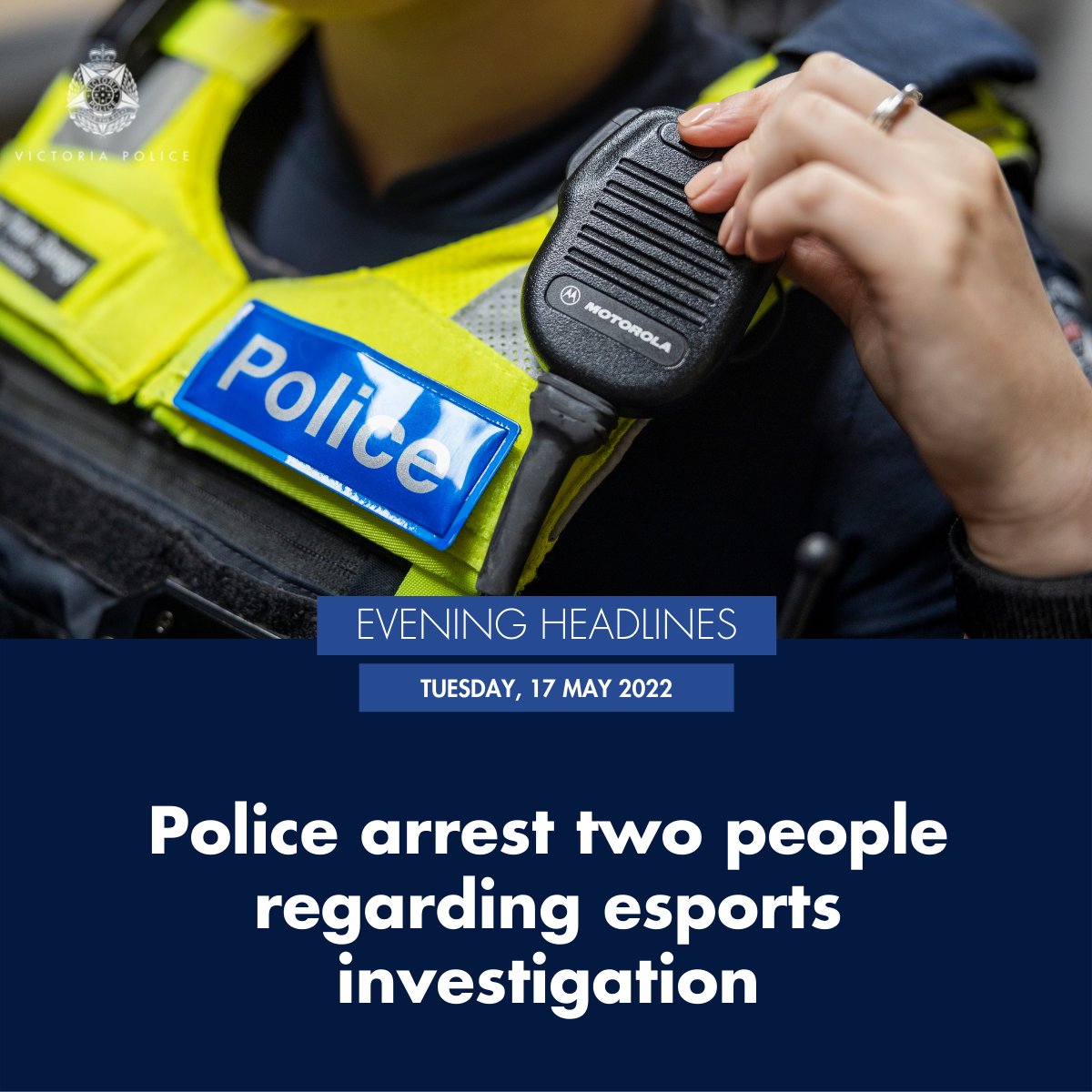 Detectives from the Sporting Integrity Intelligence Unit (SIIU) have today charged two men on summons in relation to an investigation into suspicious betting activity relating to an esports league.

“The Victoria Police Sporting Integrity Intelligence Unit has previously investigated suspicious activity linked to esports betting and it remains an area of focus for us.

“It’s important that people understand these are significant criminal offences with substantial penalties, and these charges show that we will take any reports of suspicious activity seriously.” - Detective Acting Superintendent, Wayne Woltsche, State Intelligence Division

Read more, https://go.vic.gov.au/qW8KMC
