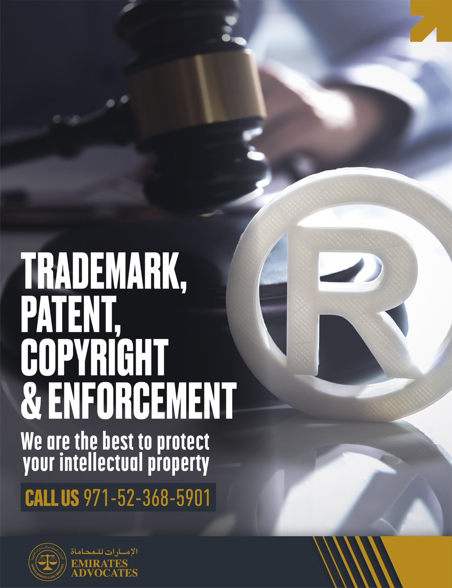 EmiratesAdvoca1's tweet photo. Our team of professionals have the experience and training to successfully protect your intellectual property. Call us and we will help you. https://t.co/2wtiw15cT3