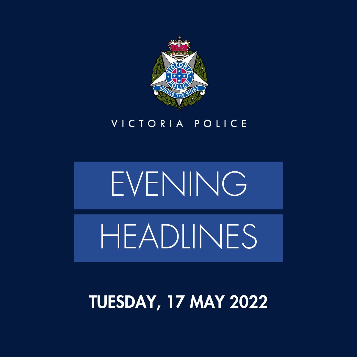 Good Evening

Today's news updates include:
◼ Fatal collision at intersection of Latrobe and King Street
◼ Police arrest two people re esports investigation
◼ Man arrested after series of armed robbery attempts in Williams Landing

For the latest news updates ➡ https://go.vic.gov.au/48qE0A
