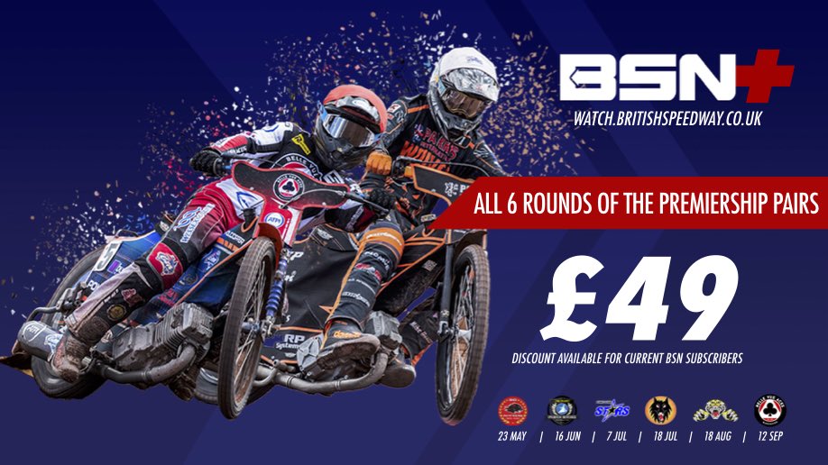 💥 THE new Premiership Pairs competition launches next week – and all six rounds will be live streamed!

To be in with a chance of winning a FREE subscriptions for all six rounds…

🔄 RETWEET
✅ LIKE

Full story 👉 britishspeedway.co.uk

📲 <a href="/watchspeedway/">British Speedway Network</a>
#️⃣ #britishspeedway🇬🇧