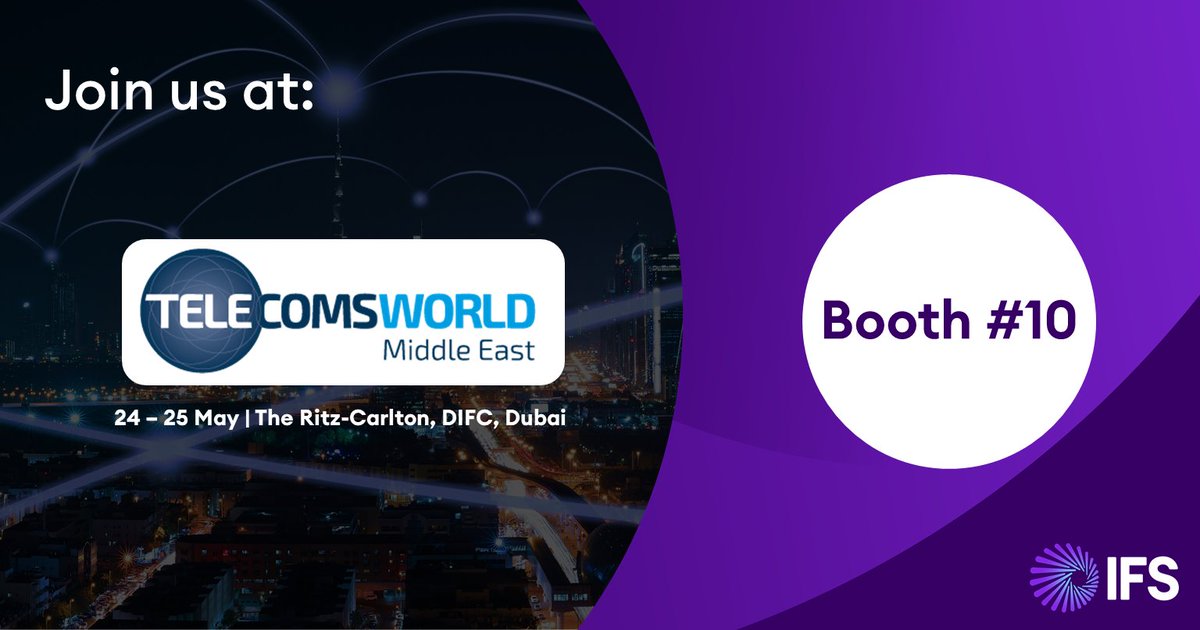IFSMiddleEast's tweet photo. One week left to go until Telecoms World Middle East 2022, we are looking forward to meeting you all at our booth and sharing with you the latest innovations in service management technology.​

Register today to get your free ticket here: https://t.co/KcvnSglMk3 https://t.co/2UshhWSoVt
