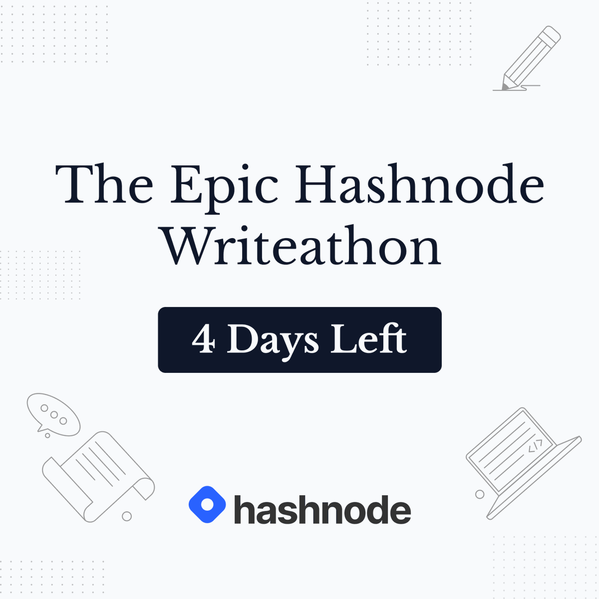 hashnode's tweet image. 📢 Have you submitted your article for the #TheHashnodeWriteathon?

Deadline: May, 20.

townhall.hashnode.com/the-epic-hashn…