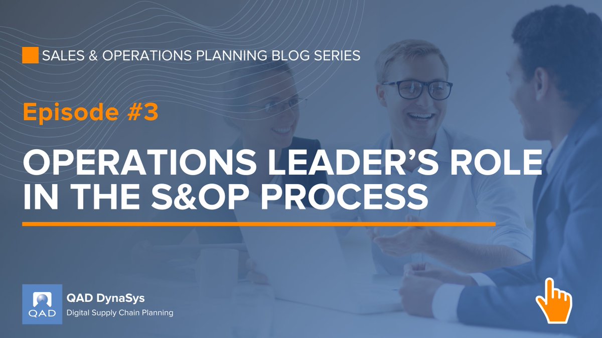 📣 [#SandOP BLOG SERIES] - Episode #3
❓ What is the Operations Leader’s Role in the S&amp;OP Process?

👉🏼 The Operation Leader needs to develop comprehensive plans to ensure adequate inventory is available, in order to meet customer needs...

📰 blog.dys.com/operations-lea…
