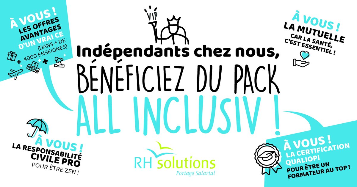 La sérénité des indépendants fait partie de la raison d'être de RH Solutions. 😌
Nous avons choisi pour vous le Pack "All Inclusiv" (en français : tous nos services sont compris dans notre accompagnement)

On vous simplifie la vie avec de véritables offres à saisir (merci le CE).