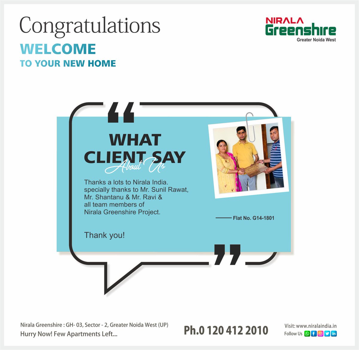 IndiaNirala's tweet photo. Hurry Up ! For Booking Call Now : +919971773200
Nirala Greenshire at Greater Noida West 
Ready to Move, 2/3 BHK Apartments Available
 #niralaindia #greenshire #GreaterNoida #apartments #ReadyToMove #customersatisfaction #whatclientsayaboutus #customerfeedback #customerexperience https://t.co/2cNH65xzHZ