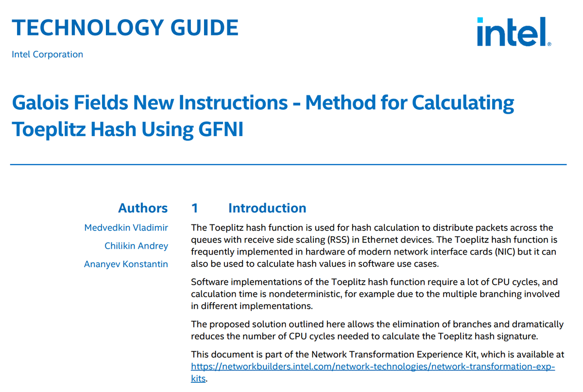 InstLatX64's tweet photo. Another #GFNI use case: Toeplitz Hash
https://t.co/UjAq7vAKQz
https://t.co/FIDODFrCiU https://t.co/pDe7WB9ZL1