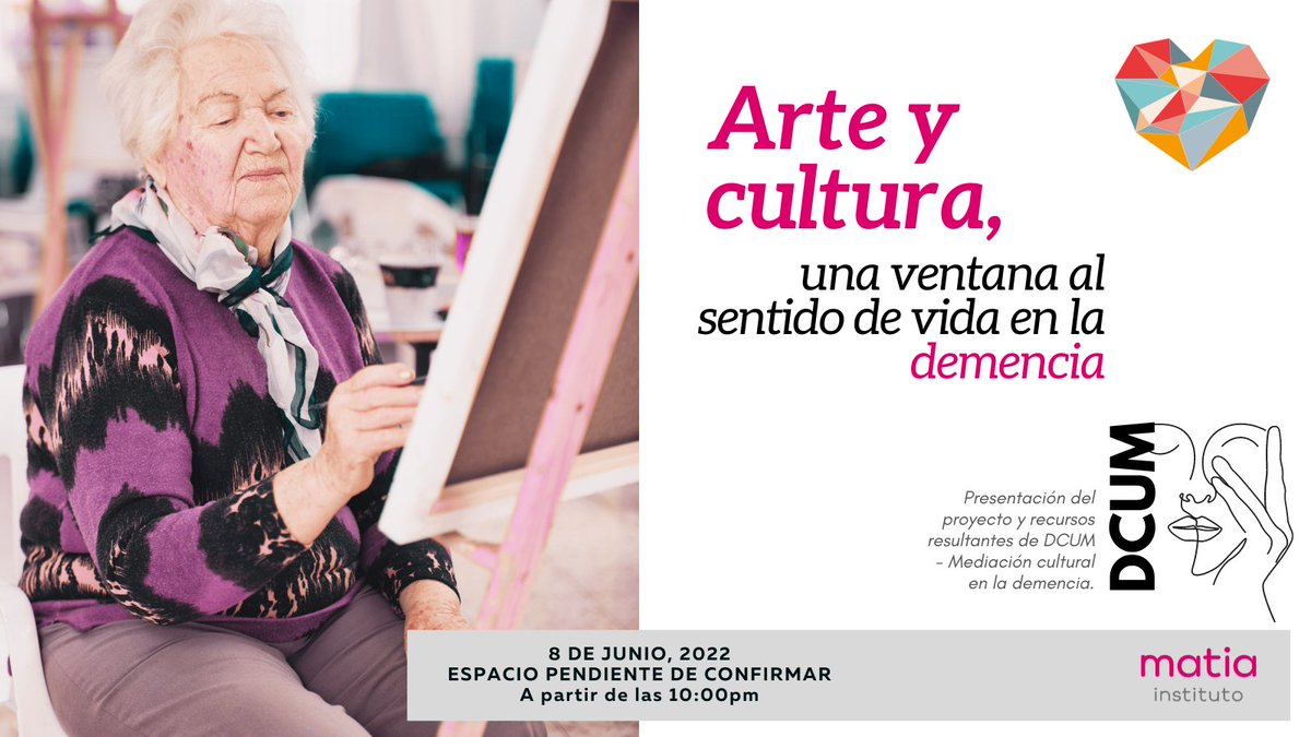 MatiaFundazioa's tweet photo. ¿Cómo favorecer la inclusión y el protagonismo de las personas con #demencia en actividades del ámbito del #arte y la #cultura? ¿Qué experiencias ya están en marcha? El próx. 8 de junio os esperamos en #Donosti para conversar sobre ello. 
Más info:👇
https://t.co/EHF2t8HPx4 #DCUM https://t.co/X55VDD4cAR