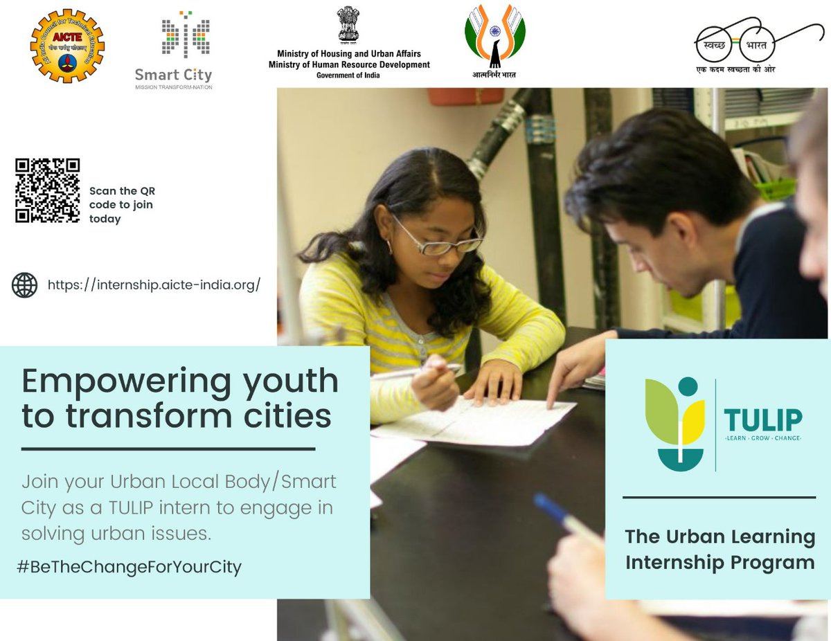 SmartCities_HUA's tweet photo. Give wings to your learning and lead the transformation of you city! 

Join #TULIP and find your internships at:  https://t.co/O8EbyfoGeE

Source: @tulip_mohua 

#internship #SmartCitiesMission #MissionToMovement #TULIP #UrbanLearning #InternshipProgram https://t.co/cVUZZVGx72