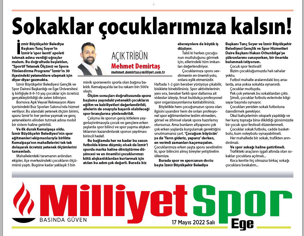 doksannartiuc's tweet photo. 🖊 Milliyet Ege Spor Müdürü @Mehmet__Dmrts’ın “Açık Tribün” köşesi sizlerle. https://t.co/qDvEWzQyfO