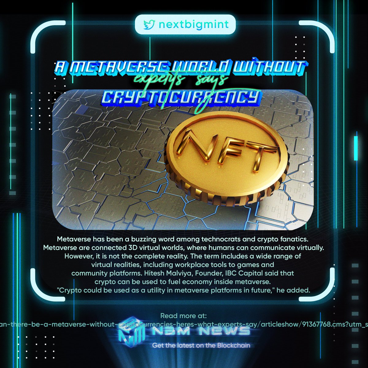 As the expansion of #NFTs and #Metaverse continues, some experts claim that NFTs on Metaverse need #crypto #tokens as their fuel and #utility-based, while others said it must be mixed with #fiat currency for the growth of the #economy.

Source:
bit.ly/3KY9Xsa

#NFTNews