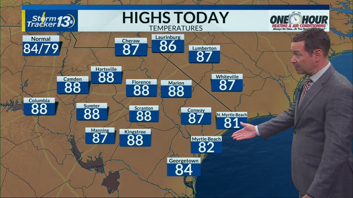 Sunny and slightly less humid today but the cool down will be brief ...