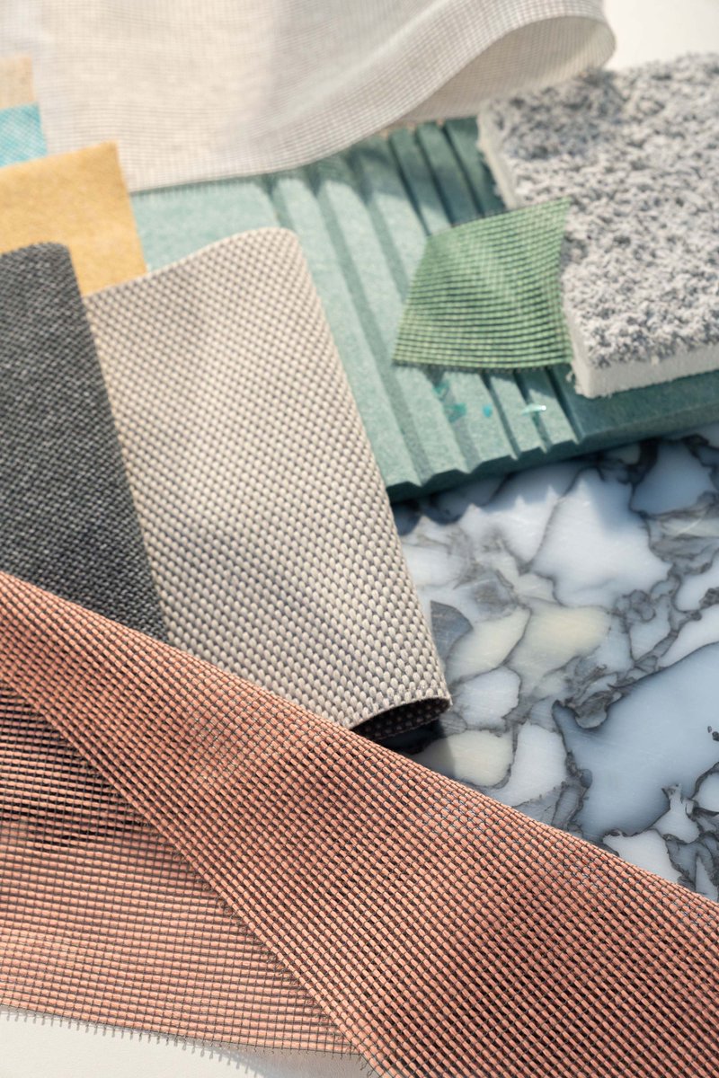 Synergic sustainable solutions. Even though each product has its own identity, these sustainable solutions all share the same Vescom DNA and work in harmony in interior spaces. Explore all sustainable materials: hubs.li/Q01brCW80 #sustainable #interior #materials #recycled
