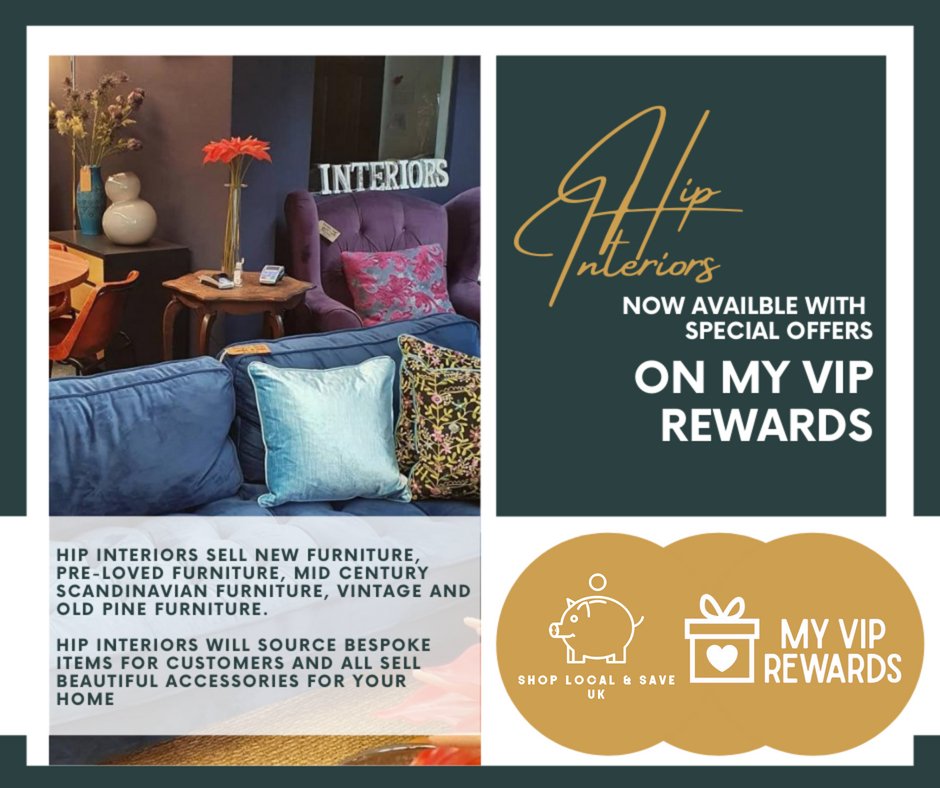 SLandSUK's tweet photo. Hip Interiors now available with special offers on My VIP Rewards!

use the link provided for more information &amp; to start saving today! 🤩https://t.co/3aJf6Y87Ix..

#myviprewards #shoplocalandsave #hipinteriors #home #decor #startsaving https://t.co/3402sEQCcn