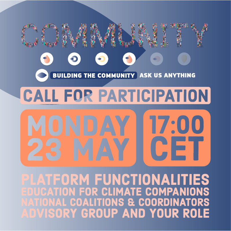 EUErasmusPlus's tweet photo. Let's build our #EducationForClimate community together. Come to our Q&amp;A session tomorrow and ask us about:

🔹 Platform functionalities 
🔹 National coalitions &amp; coordinators 
🔹 Your role in the advisory group 
🔹 Education for climate companions