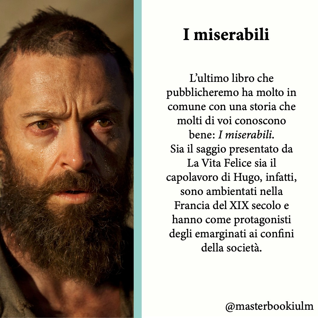 Ciak, si legge!
Ultimi indizi sui libri che MasterBook 2022 presenterà al Salone di Torino. Oggi parliamo de I Miserabili, capolavoro assoluto di Victor Hugo.
Seguiteci su Instagram per altre curiosità!
#librovsfilm #curiosità #masterbook