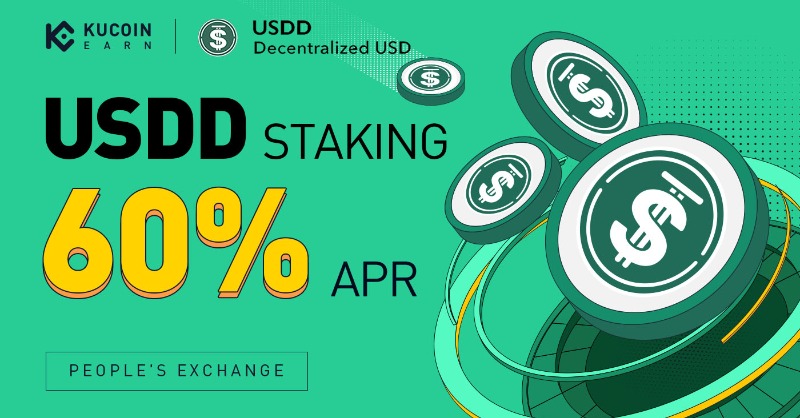 kucoincom's tweet photo. #KuCoinEarn will be launching the $USDD-7D Fixed Promotion! @usddio 

🤑 APR: 6⃣0⃣% + $POL mining reward

⏰ 10:00 AM on May 17, 2022 (UTC)