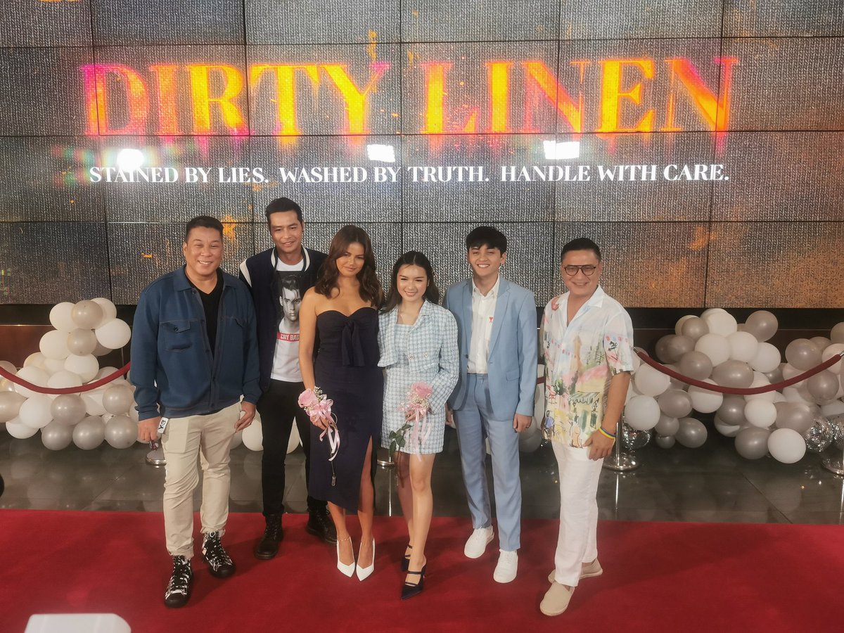 ABSCBNpr's tweet photo. LOOK: Janine Gutierrez, Zanjoe Marudo, Francine Diaz, and Seth Fedelin top-bill ABS-CBN and Dreamscape’s newest teleserye “Dirty Linen.” #DirtyLinen https://t.co/pN87jmdtxN